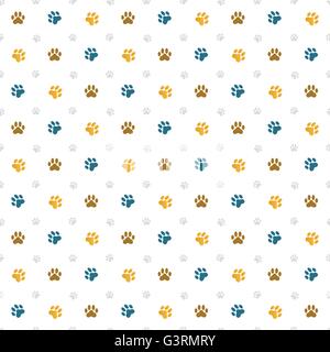 seamless pattern background made up of cat paw prints Stock Vector