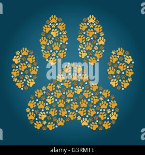 large paw print made up of smaller paw prints Stock Vector