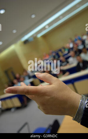 Lecturer in front of students in the lecture theatre. Hastings. England. UK Stock Photo