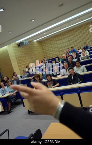 Lecturer in front of students in the lecture theatre. Hastings. England. UK Stock Photo