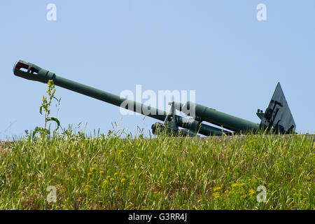 parts of the Soviet military machine stood in the open air Stock Photo