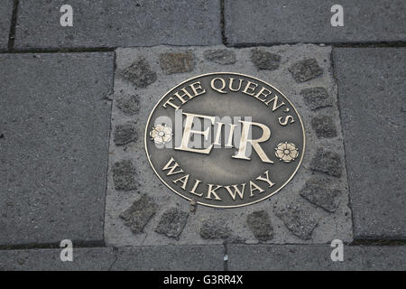 plaque in the ground denoting the queens walkway in windsor Stock Photo