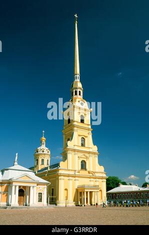 Saint Petersburg Russia. Saints Peter and Paul Cathedral inside the walls of Peter and Paul Fortress on Zayachy Island Stock Photo