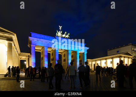 'Festival of Lights': Brandenburger Gate in colors, Germany, Berlin, , Berlin Stock Photo