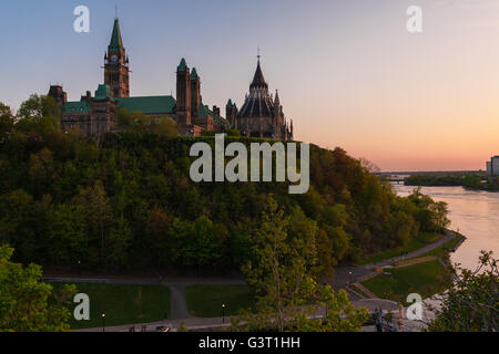 View of Canadian Parliament from the back across the Ottawa River