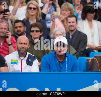 The Queen’s Club, London UK. 14th June 2016. Day 2 of grass court championships at the west London club till 19th June, with Andy Murray (GBR) vs Nicolas Mahut (FRA), Murray taking the match in two sets. Ivan Lendl, Andy Murray’s coach, watches the match. Credit:  sportsimages/Alamy Live News. Stock Photo