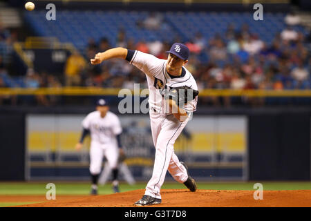 St. Petersburg, Florida, USA. 14th June, 2016. WILL VRAGOVIC | Times.Tampa Bay Rays starting pitcher Jake Odorizzi (23) throwing in the second inning of the game between the Seattle Mariners and the Tampa Bay Rays at Tropicana Field in St. Petersburg, Fla. on Tuesday, June 14, 2016. Credit:  Will Vragovic/Tampa Bay Times/ZUMA Wire/Alamy Live News