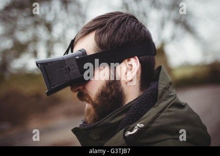 Profile view of hipster man wearing smart glasses Stock Photo