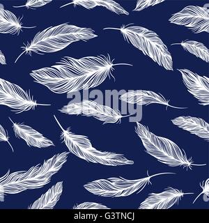 Seamless tile texture with elegant classical feather ornaments Stock Vector