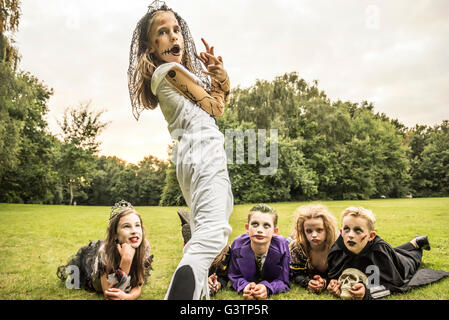 Children dressed as zombies for Halloween Night. Stock Photo