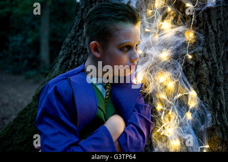 A boy dressed in costume for Halloween Night. Stock Photo
