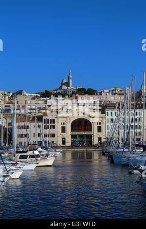 notredame de la garde above the harbor Stock Photo