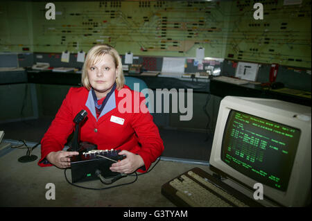 Virgin Trains station announcer at Crewe. Stock Photo