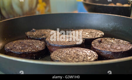Breakfast of traditional black pudding Stock Photo