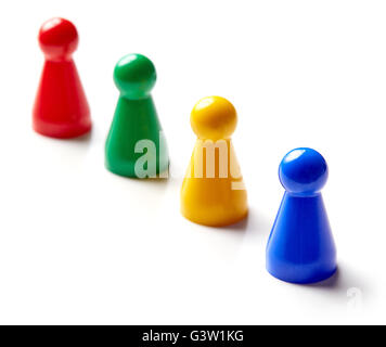 Colorful board game counters isolated on white background Stock Photo