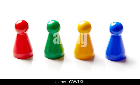 Colorful board game counters isolated on white background Stock Photo