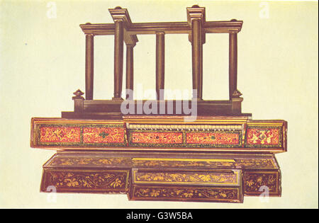 MUSICAL INSTRUMENTS: Queen Elizabeth's Virginal, vintage print 1945 Stock Photo