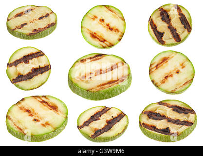 Grilled zuccini round slice isolated on white background Stock Photo