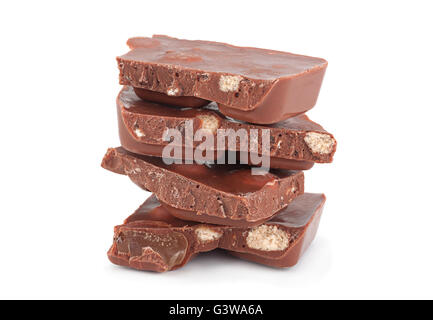 Chocolate block slice with cake isolated on white Stock Photo - Alamy