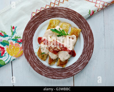 Papadzules Mexican Spanish, from Mayan is a traditional dish from the Yucatan Stock Photo