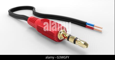 jack plug with cable isolated on a white background. Stock Photo