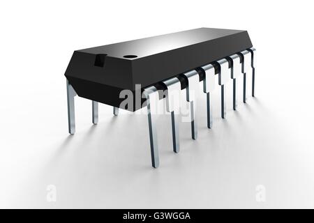 computer chip on a white back ground Stock Photo