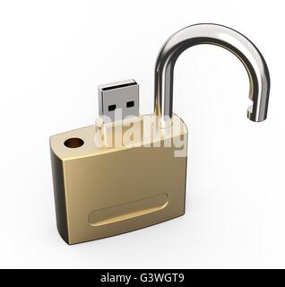 Secure usb Data Drive isolated on white background. Stock Photo
