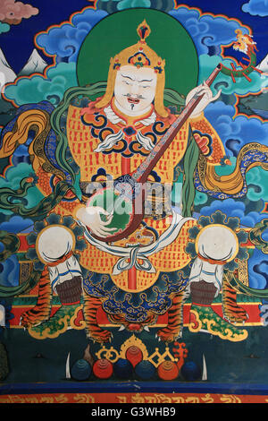 Painting of a Buddhist divinity in the Rinpung Dzong in Paro (Bhutan). Stock Photo