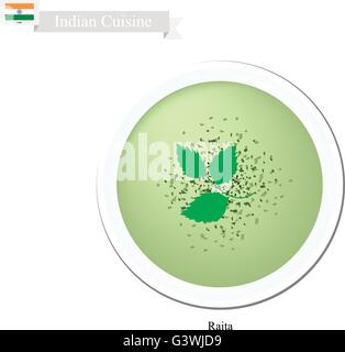 Indian Cuisine, Raita or Traditional Dip or Spread Made Form Yogurt, Cucumber and Mint. One of The Most Popular Dish in India. Stock Vector