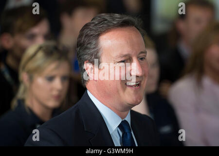 David Cameron Prime Minister of the United Kingdom and Conservative Party Leader speaks at a debate on the European Union. Stock Photo