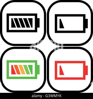 Set of battery icon - vector, flat design. Eps 10 Stock Vector