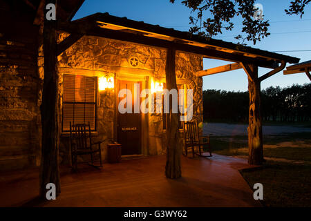 Texas cabin at dusk on ranch Stock Photo