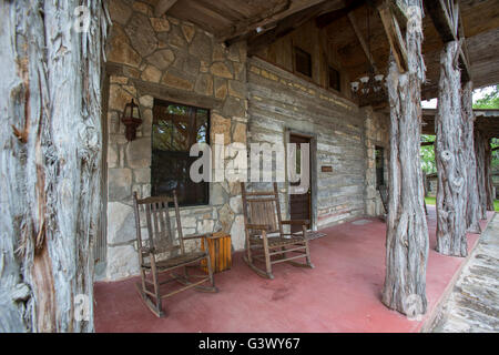 Texas log cabin on ranch Stock Photo
