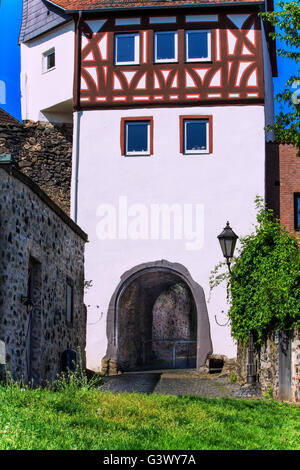 Main Gate of the city wall at the banks of the Main in Hanau-Steinheim, Germany Stock Photo