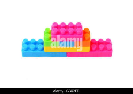 Plastic building Blocks Isolated on White Background Stock Photo