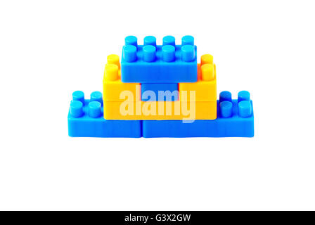 Plastic building Blocks Isolated on White Background Stock Photo
