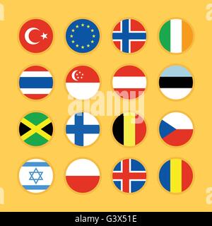 Set of flag icon flat design vector illustration Stock Vector