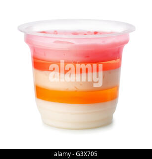 Plastic cup of jelly dessert isolated on white Stock Photo