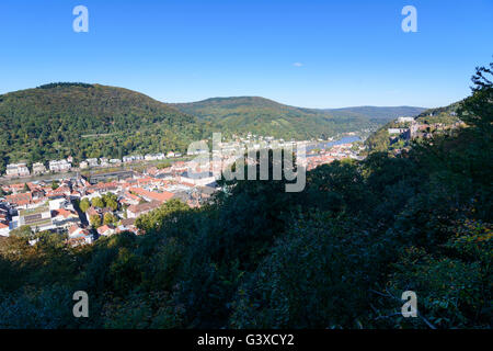 View from Riesensteinkanzel on Heidelberg, Germany, Baden-Württemberg, Kurpfalz, Heidelberg Stock Photo