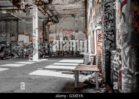 abandoned office loft  - old building ruin Stock Photo