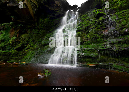 Middle Black Clough Waterfall at the head of the Longdendale Valley in the Peak District of Derbyshire, England. Stock Photo