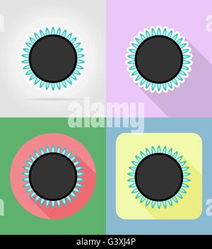 gas burners household appliances for kitchen flat icons vector illustration isolated on background Stock Vector