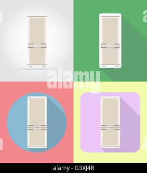 refrigerator household appliances for kitchen flat icons vector illustration isolated on background Stock Vector