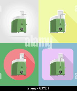 juicer household appliances for kitchen flat icons vector illustration isolated on background Stock Vector