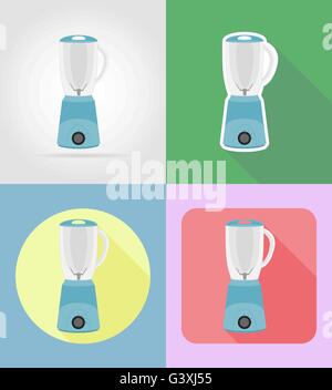 mixer household appliances for kitchen flat icons vector illustration isolated on background Stock Vector