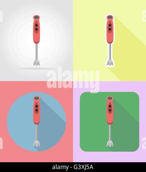 blender household appliances for kitchen flat icons vector illustration isolated on background Stock Vector