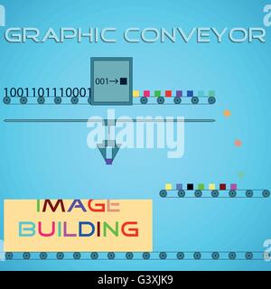 Graphic conveyor. Imaging pixel process Stock Vector