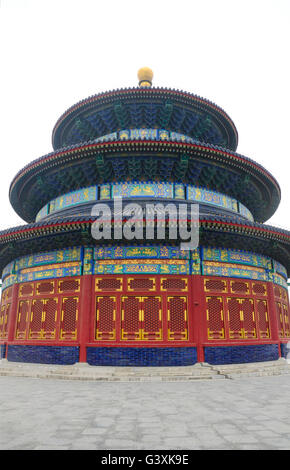 Hall for prayer of Good harvest within the Temple of Heaven Scenic area in Beijing China on a overcast sky day. Stock Photo