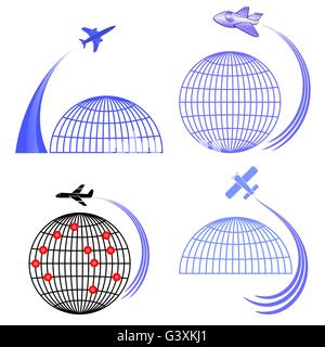 Set of Airplane Icons Isolated Stock Vector