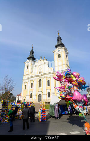 Baroque pilgrimage church of St. Vitus with market, Austria, Steiermark, Styria, Südwest-Steiermark, Sankt Veit am Vogau Stock Photo